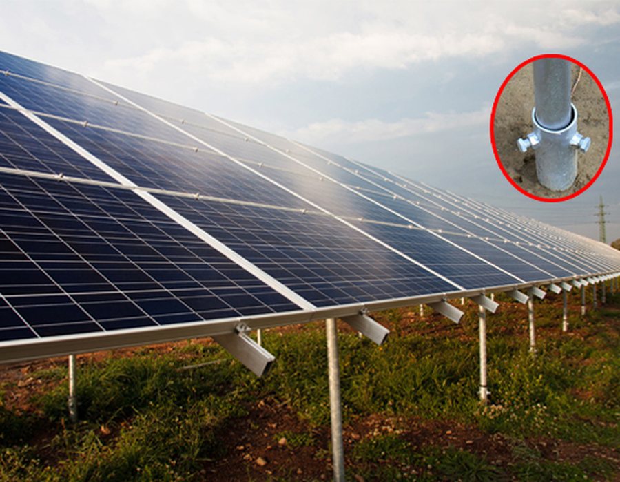 PV mounting structures on ground screws