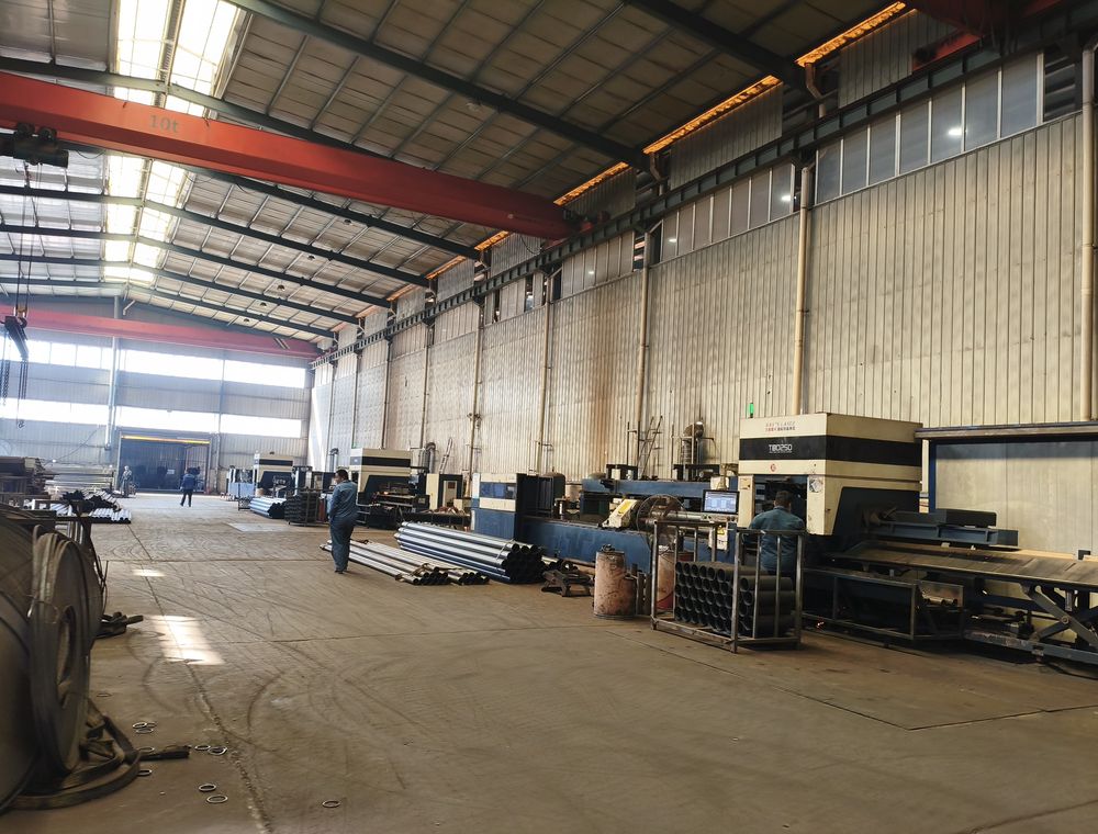 Ground screw welding and forming line