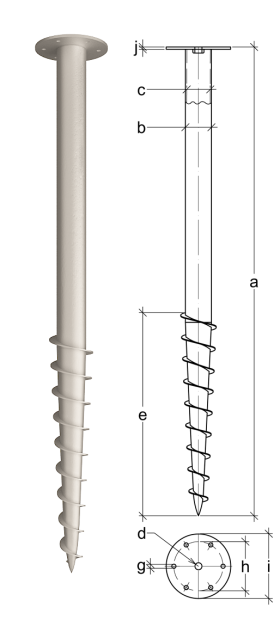 TP F flange ground screw with dimension drawing