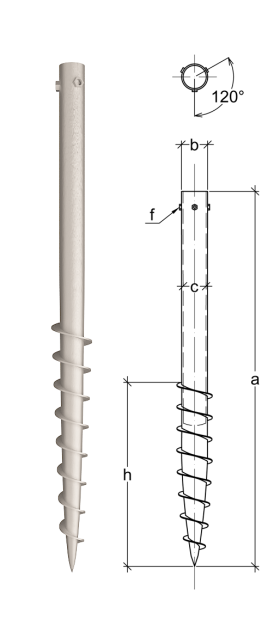 TP N threaded ground screw with dimension drawing